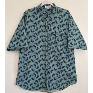 Vintage Columbia Fishing Button Down Fish All Over Print